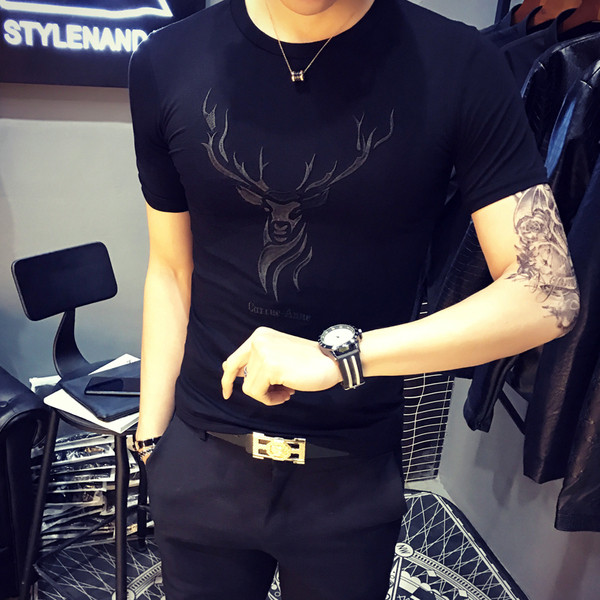 Férfi modern pólómodell Slim fekete-fehér színben