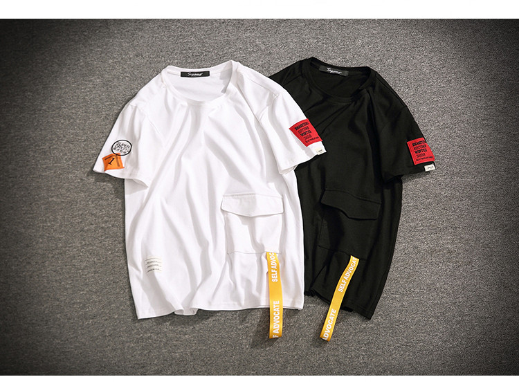 Alkalmi férfi póló zsebbel és emblémával fehér és fekete színben