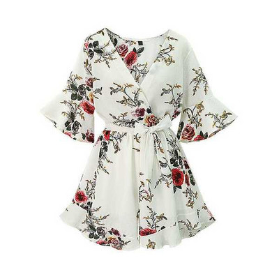 Stílusos női overál virágmotívumokkal, két színben