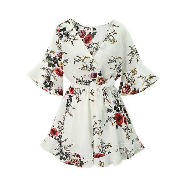 Stílusos női overál virágmotívumokkal, két színben