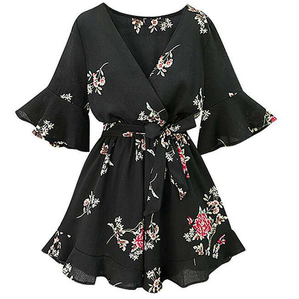 Stílusos női overál virágmotívumokkal, két színben