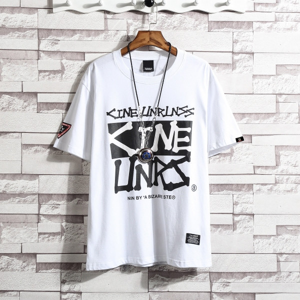 Ανδρικά μπλουζάκια με κοντό μανίκι και επιγραφές σε μαύρο και άσπρο χρώμα