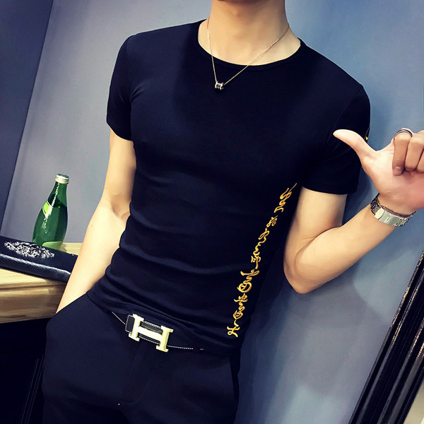 Férfi modern pólómodell Slim két színben hímzéssel