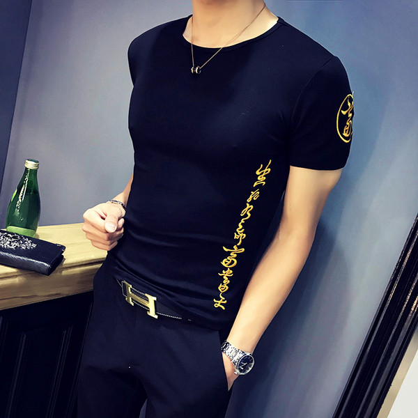 Férfi modern pólómodell Slim két színben hímzéssel