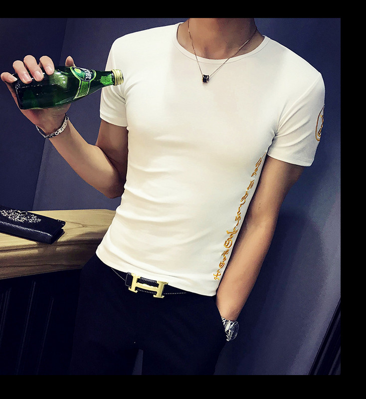 Férfi modern pólómodell Slim két színben hímzéssel