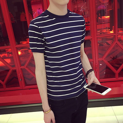 Férfi csíkos póló rövid ujjal, három színben