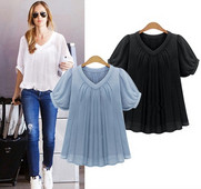 Modern női blúz három színben V-nyakkal