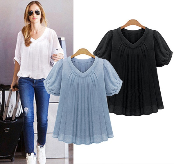 Modern női blúz három színben V-nyakkal