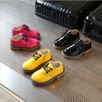 Модерни детски обувки за момичета в черен,розов и жълт цвят от еко кожа