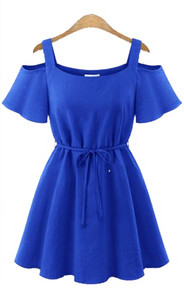 Modern, nyitott vállú női ruha három színben