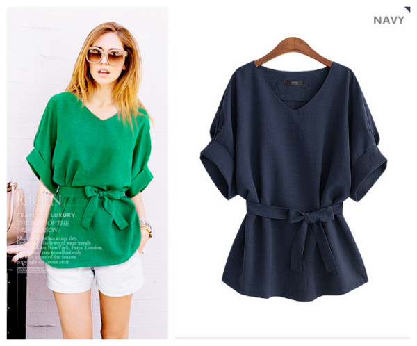 Modern női blúz, rövid ujjal, négy színben