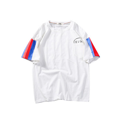 Férfi póló felirattal és zsebbel fekete, sárga és fehér színben