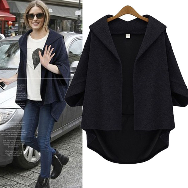 Alkalmi női aszimmetrikus mellény kapucnival, három színben