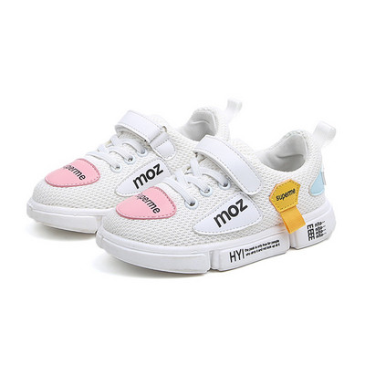 Új légáteresztő gyerekcipő lányoknak fehér és rózsaszín színben