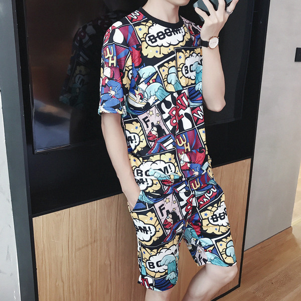 Μοντέρνο  casual ανδρικό σετ  μπλουζα και σορτς 