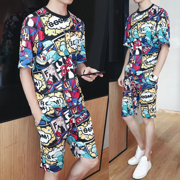 Μοντέρνο  casual ανδρικό σετ  μπλουζα και σορτς 