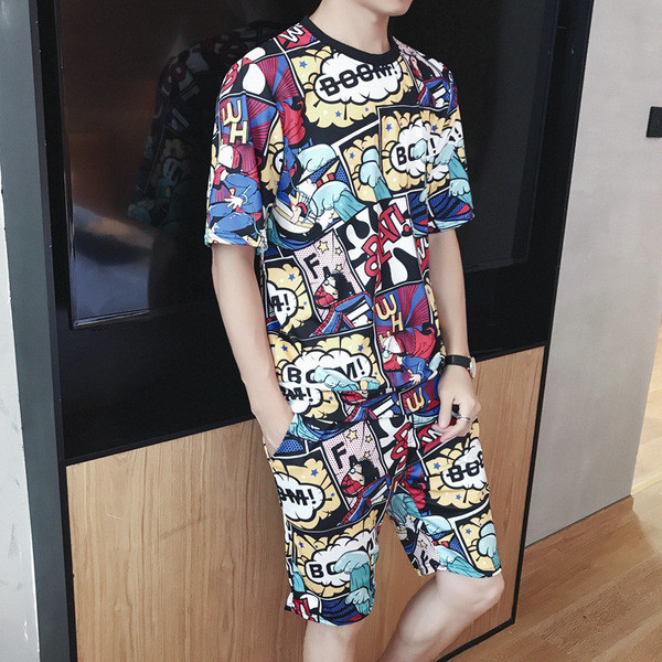 Μοντέρνο  casual ανδρικό σετ  μπλουζα και σορτς 