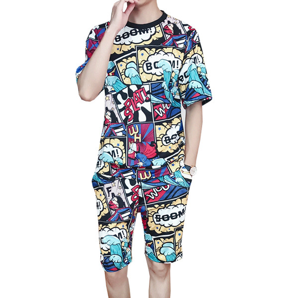 Μοντέρνο  casual ανδρικό σετ  μπλουζα και σορτς 