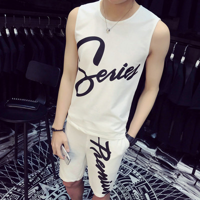 Мъжки спортно-ежедневен комплект с надписи в два цвята