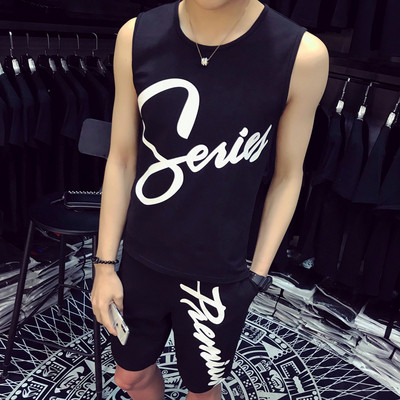 Мъжки спортно-ежедневен комплект с надписи в два цвята