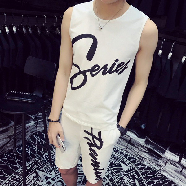 Мъжки спортно-ежедневен комплект с надписи в два цвята