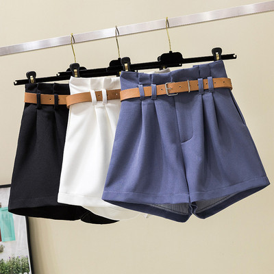 Дамски къси панталони с колан в четири цвята