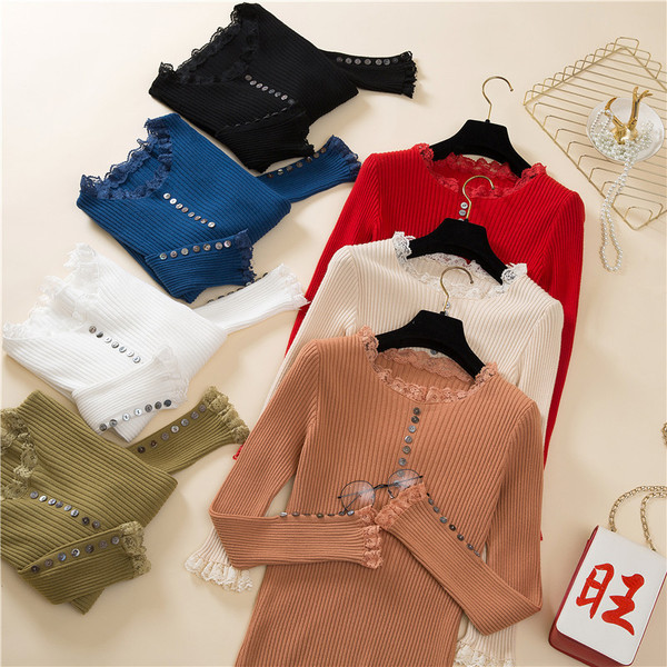 Csipkés női pulóver több színben