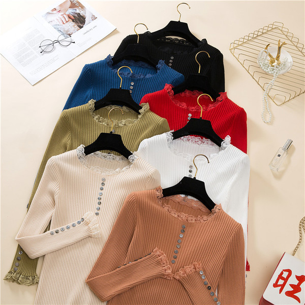 Csipkés női pulóver több színben