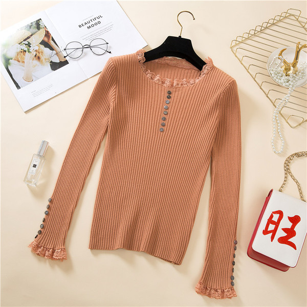 Csipkés női pulóver több színben