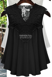 Μοντέρνο γυναικείο πουκάμισο με δαντέλα σε δύο χρώματα