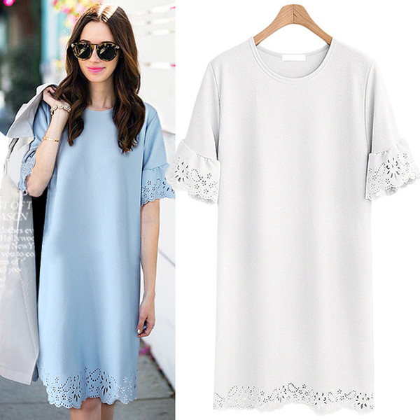 Stílusos női ruha három színben, csipkével