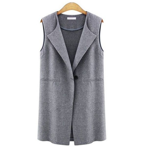 Elegáns női hosszú mellény dekoratív zsebekkel