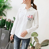 Γυναικείο μοντέρνο λευκό πουκάμισο με κεντήματα - δύο μοντέλα