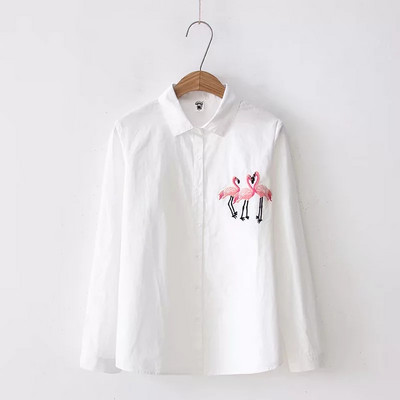 Γυναικείο μοντέρνο λευκό πουκάμισο με κεντήματα - δύο μοντέλα