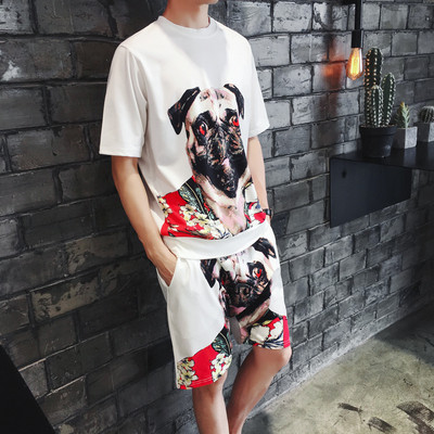 Férfi modern szett két színben, rátéttel