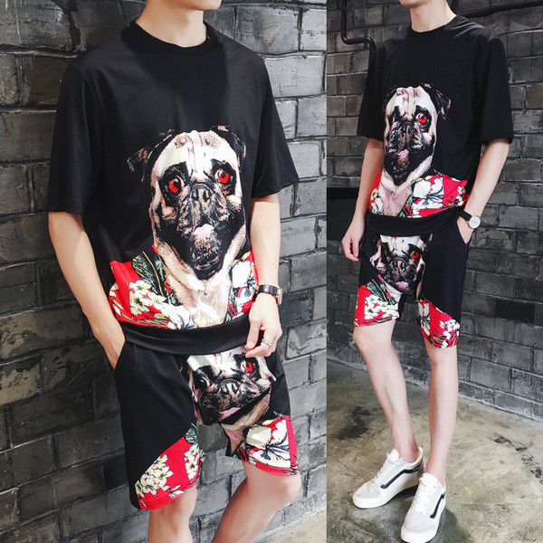 Férfi modern szett két színben, rátéttel