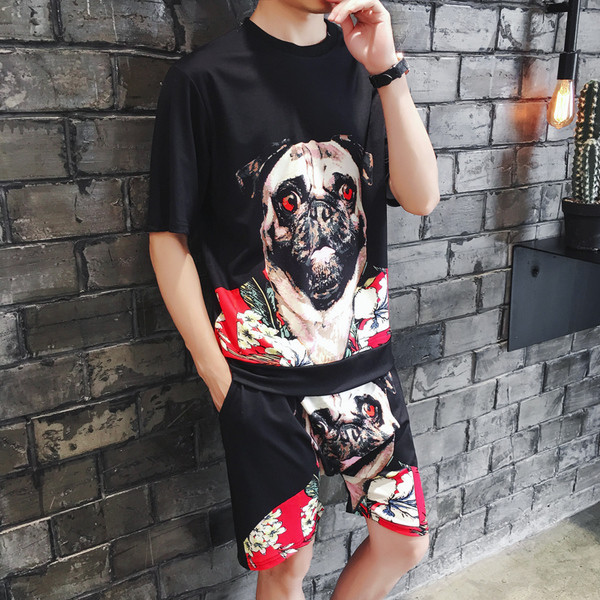 Férfi modern szett két színben, rátéttel