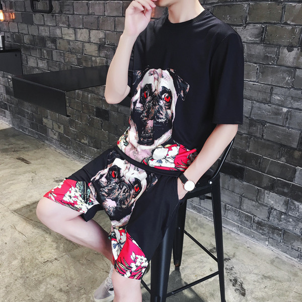 Férfi modern szett két színben, rátéttel