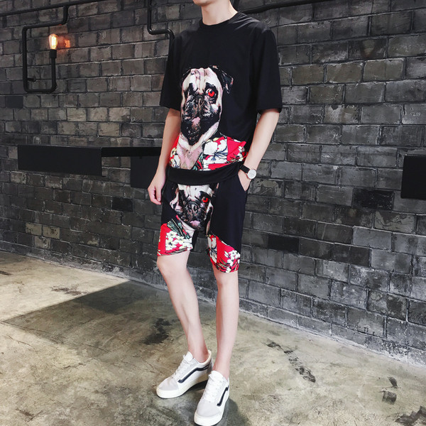 Férfi modern szett két színben, rátéttel