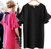 Alkalmi női ruha rövid ujjú, hátul szalaggal