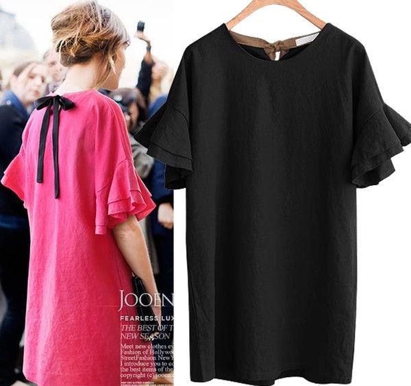 Alkalmi női ruha rövid ujjú, hátul szalaggal