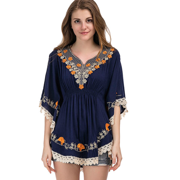 Alkalmi női blúz hímzéssel és csipkével