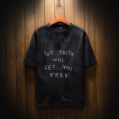 Hímzéses, rövid ujjú férfi hétköznapi póló, három színben