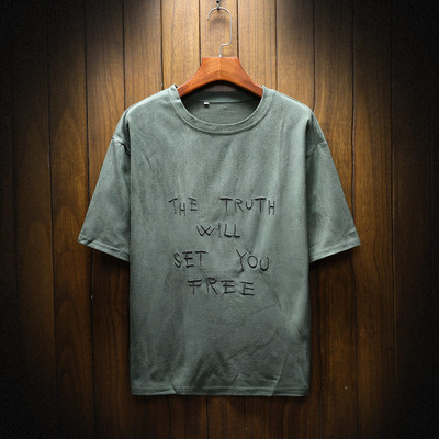 Hímzéses, rövid ujjú férfi hétköznapi póló, három színben