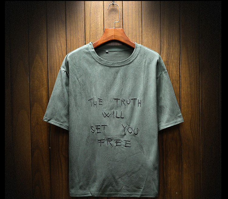 Hímzéses, rövid ujjú férfi hétköznapi póló, három színben