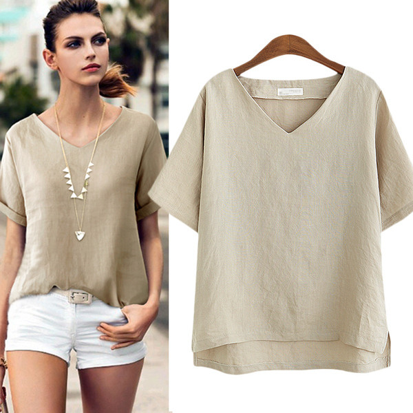 Alkalmi női póló rövid ujjal, két színben - aszimmetrikus modell