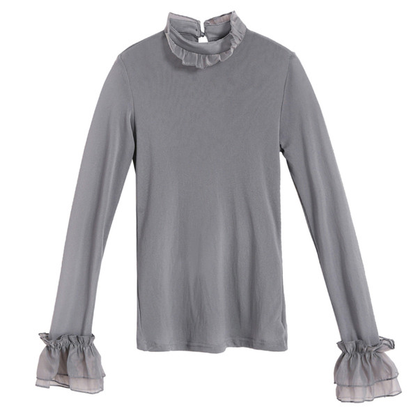 Modern női blúz hosszú ujjal, több színben tüll