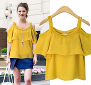 Alkalmi női blúz rövid ujjú, nyitott vállú, két színben