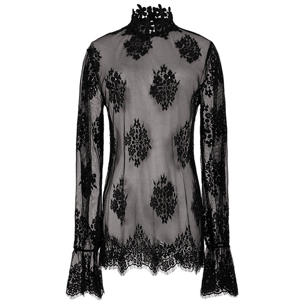 Modern átlátszó női blúz fehér és fekete színben, hímzéssel