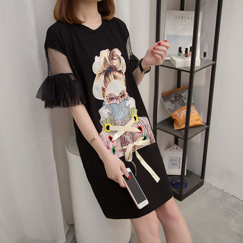 Modern női ruha rátéttel és nyakkendővel, két színben